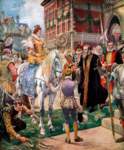 Koningin Elizabeth opent de Royal Exchange in 1570, ca. 1920 door Ernest Crofts