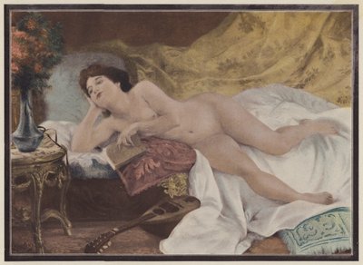 De laatste pagina van de roman, vrouw die leest door Ernest Edouard Martens