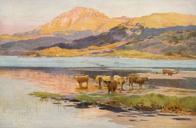 Het hoofd van Loch Quoich, avond door Ernest Edward Briggs
