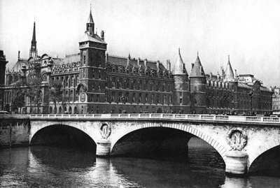 Uitzicht op de rechtbanken en de Pont Neuf vanaf de rivier de Seine, Parijs, 1931 door Ernest Flammarion