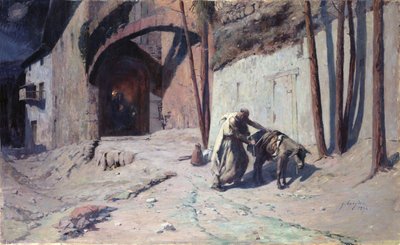 De Vlucht naar Egypte of, Jozef die een Pak op zijn Ezel Zet, 1894 door Ernest Georges Berges