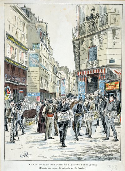 Uitzicht op de Rue de Croissant in het 11e arrondissement van Parijs, 1893 door Ernest Grenier