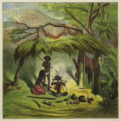 Ashanti familie die thee drinkt door Ernest Henry Griset