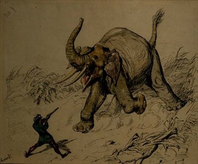 Olifantenjacht door Ernest Henry Griset