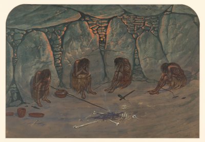 Prehistorische scène, 1871 door Ernest Henry Griset