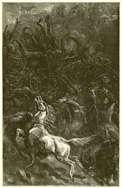 De ezel en de leeuw op jacht door Ernest Henry Griset