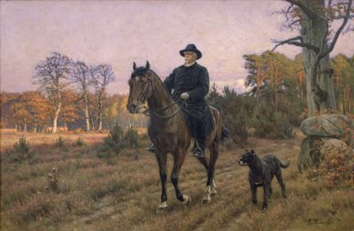 Bismarck te paard met hond door Ernest Henseler