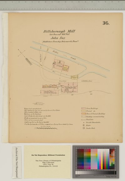 Plan voor Hillsborough Mill, Middletown Township, Delaware, illustratie uit 