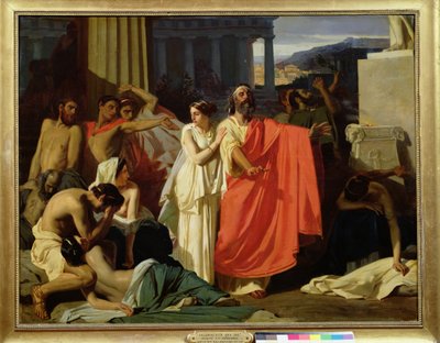 Oedipus en Antigone verbannen naar Thebe, 1843 door Ernest Hillemacher