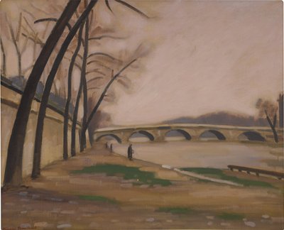 Oevers van de Seine in Parijs, ca. 1920-30 door Ernest Hiram Brülhart