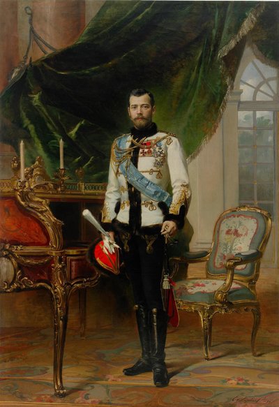 Portret van keizer Nicolaas II 1868-1918, 1896 door Ernest Karlovich Liphart
