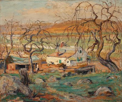 Landschap met knoestige bomen door Ernest Lawson