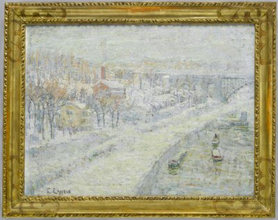 Winterlandschap - Washington Bridge, c.1907-10 door Ernest Lawson