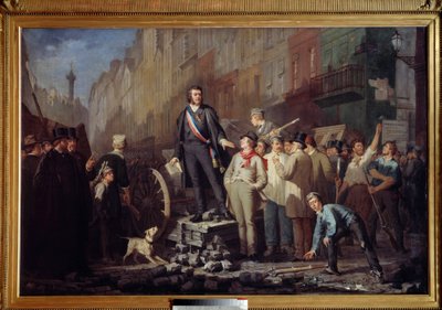 Alphonse Baudin (1811-1851) op de barricade van de faubourg Saint Antoine op 3 december 1851 door Ernest Louis Pichio