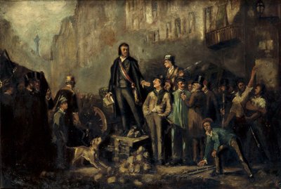Alphonse Baudin (1811-51) op de barricade van Faubourg Saint-Antoine 3 december door Ernest Louis Pichio