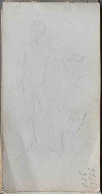 Schetsboek, pagina 100: naaktfiguur, profiel door Ernest Meissonier