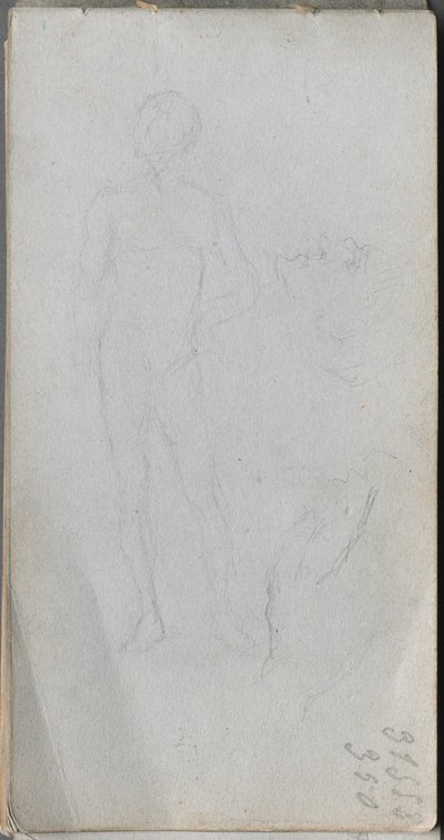 Schetsboek, pagina 100: Naaktfiguur, Profiel door Jean Louis Ernest Meissonier