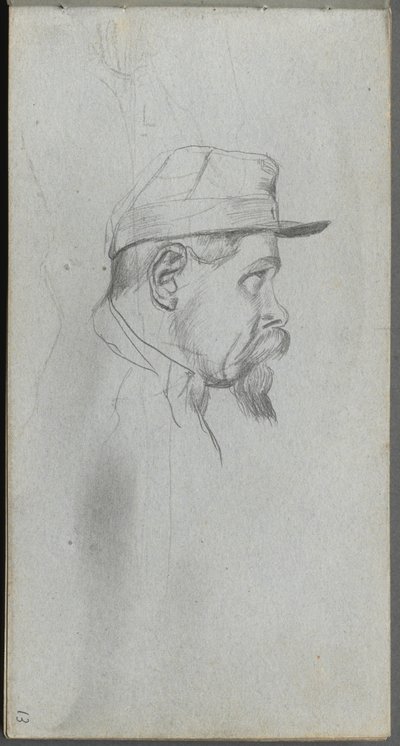Schetsboek, pagina 13: Buste van een man in profiel door Jean Louis Ernest Meissonier