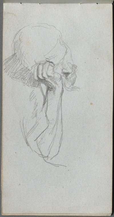 Schetsboek, pagina 16: Melancholische figuur door Ernest Meissonier