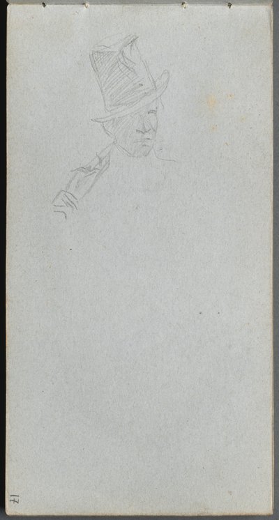 Schetsboek, pagina 17: Buste van een Man met Hoge Hoed door Jean Louis Ernest Meissonier