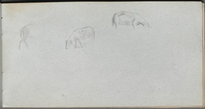 Schetsboek, pagina 20: Dierenstudie door Ernest Meissonier
