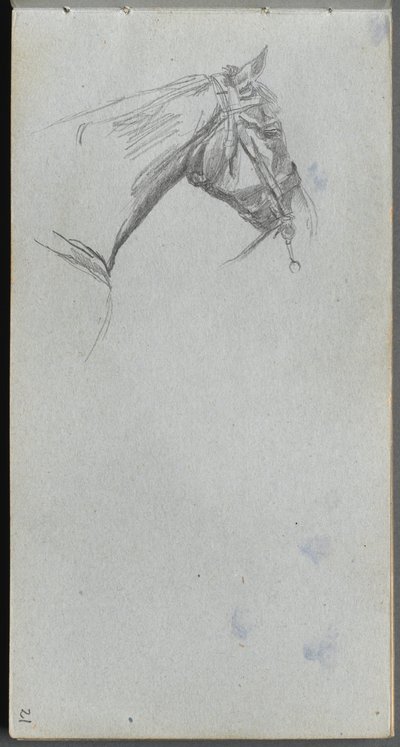 Schetsboek, pagina 21: Studie van een paard door Ernest Meissonier