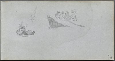 Schetsboek, pagina 25: Studies van figuren in boten door Jean Louis Ernest Meissonier