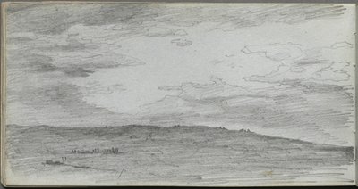 Schetsboek, pagina 34: Landschapsstudie door Jean Louis Ernest Meissonier