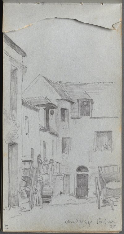 Schetsboek, pagina 39: Straatbeeld door Ernest Meissonier