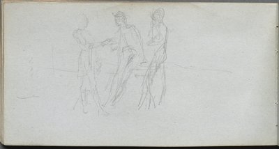 Schetsboek, pagina 42: Drie figuren door Ernest Meissonier