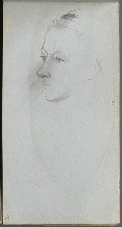 Schetsboek, pagina 45: Vrouwengezicht, 34 weergave door Jean Louis Ernest Meissonier