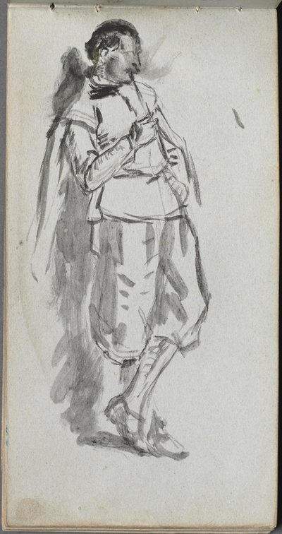Schetsboek, pagina 46: Staande mannelijke figuur door Ernest Meissonier