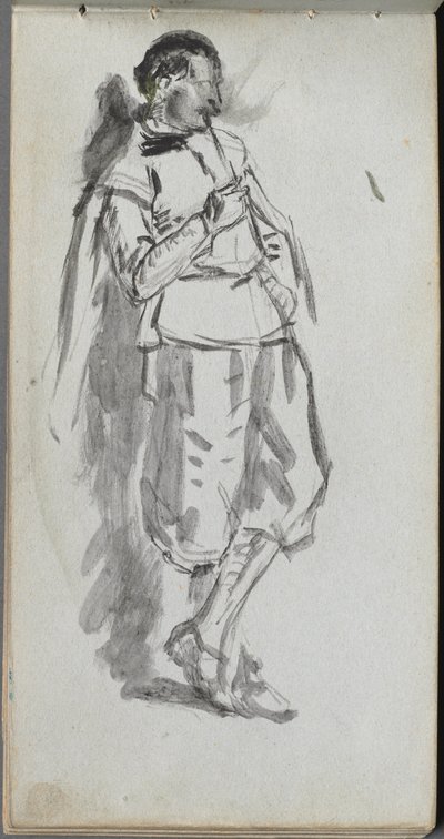 Schetsboek, pagina 46: Staande mannelijke figuur door Jean Louis Ernest Meissonier