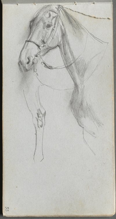 Schetsboek, pagina 55: Studie voor een paard door Ernest Meissonier