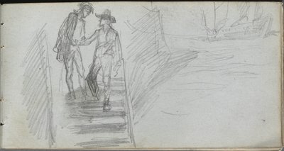 Schetsboek, pagina 64: Figuren op een trap door Ernest Meissonier