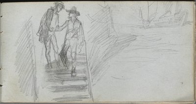 Schetsboek, pagina 64: Figuren op een Trap door Jean Louis Ernest Meissonier