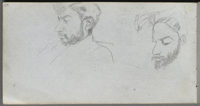 Schetsboek, pagina 65: Studie van Gezichten in Profiel door Jean Louis Ernest Meissonier