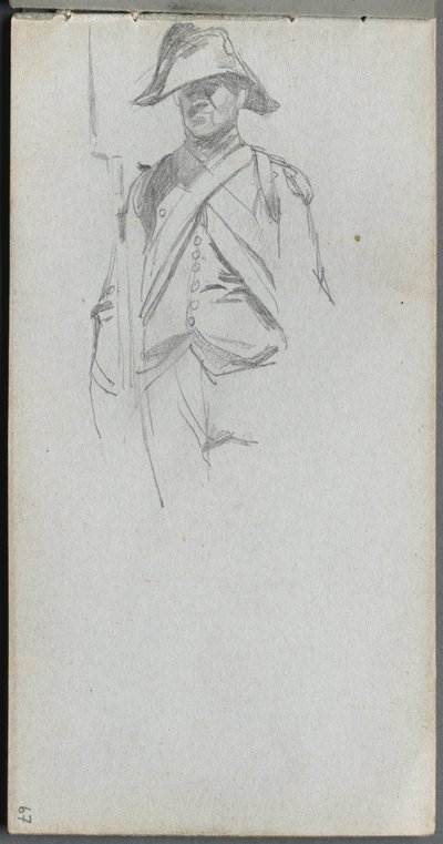 Schetsboek, pagina 67: Studie van een soldaat door Jean Louis Ernest Meissonier
