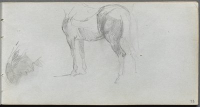 Schetsboek, pagina 73: Studie van een paard, profiel door Ernest Meissonier