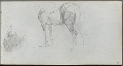 Schetsboek, pagina 73: Studie van een Paard, profiel door Jean Louis Ernest Meissonier