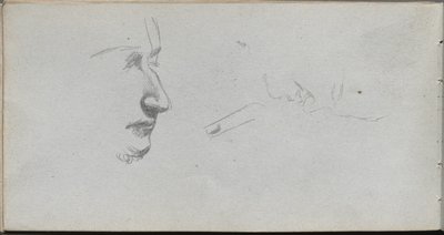 Schetsboek, pagina 80: Studie van gezichten door Ernest Meissonier