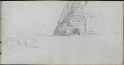 Schetsboek, pagina 84: Figurenstudie, Studie van een Schip door Jean Louis Ernest Meissonier