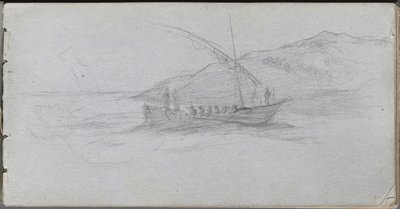 Schetsboek, pagina 88: Zeelandschap en figuur door Ernest Meissonier