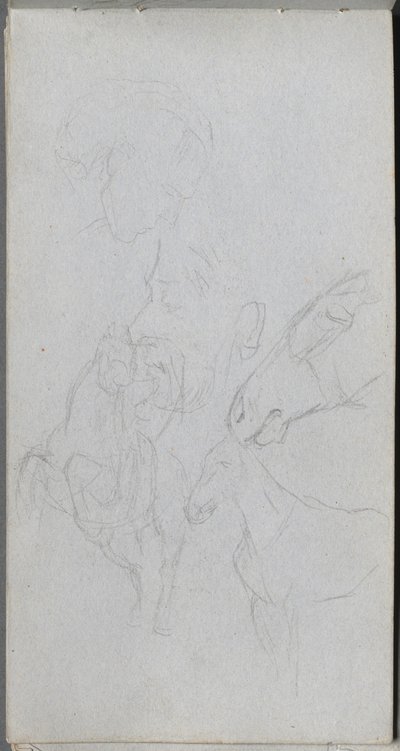 Schetsboek, pagina 90: Studie van paarden, profielen door Ernest Meissonier