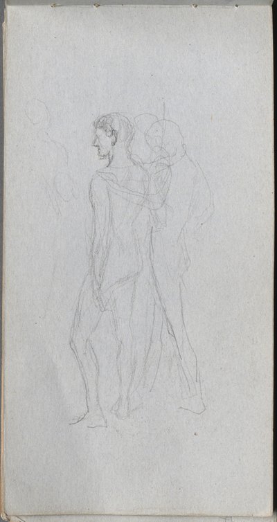 Schetsboek, pagina 92: Twee naakten door Ernest Meissonier