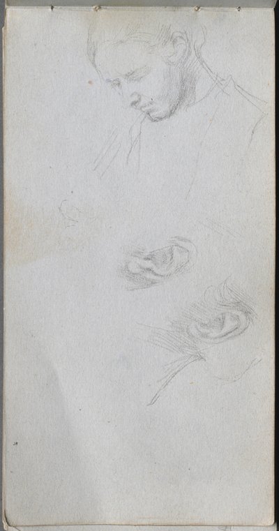Schetsboek, pagina 96: Studie van een gezicht, oren door Jean Louis Ernest Meissonier