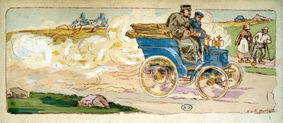 Parijs-Bordeaux: Mr. Levassor op een 4 CV Panhard & Levassor door Ernest Montaut