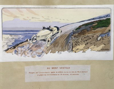 Racen: op Mont Ventoux - tekening door Ernest Montaut (1878-1909) door Ernest Montaut