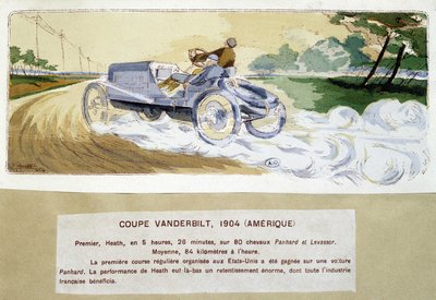 Racen: de Vanderbilt Cup in 1904 - tekening door Ernest Montaut (1878-1909) door Ernest Montaut