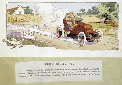 De Parijs - Toulouse race in 1900, tekening door Ernest Montaut (1878-1909) door Ernest Montaut